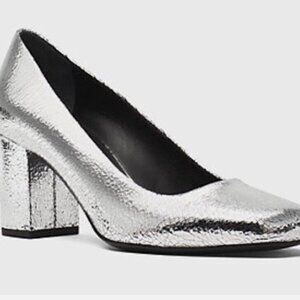 Michael Kors Collection Silver Metallic Block Heel Pumps